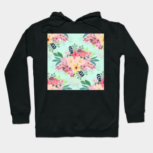 Elegant Floral Watercolor Paint Mint Girly Design Hoodie